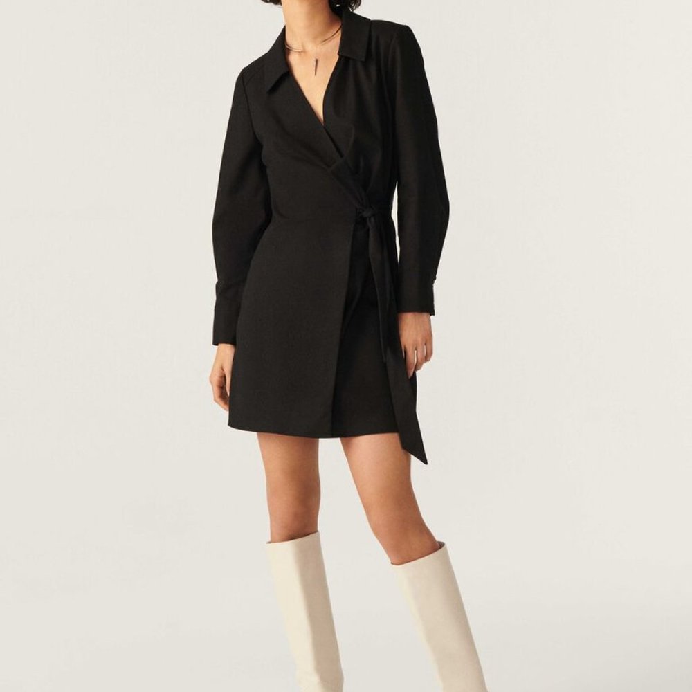 ba&sh Olga Wrap Dress SIze M Black